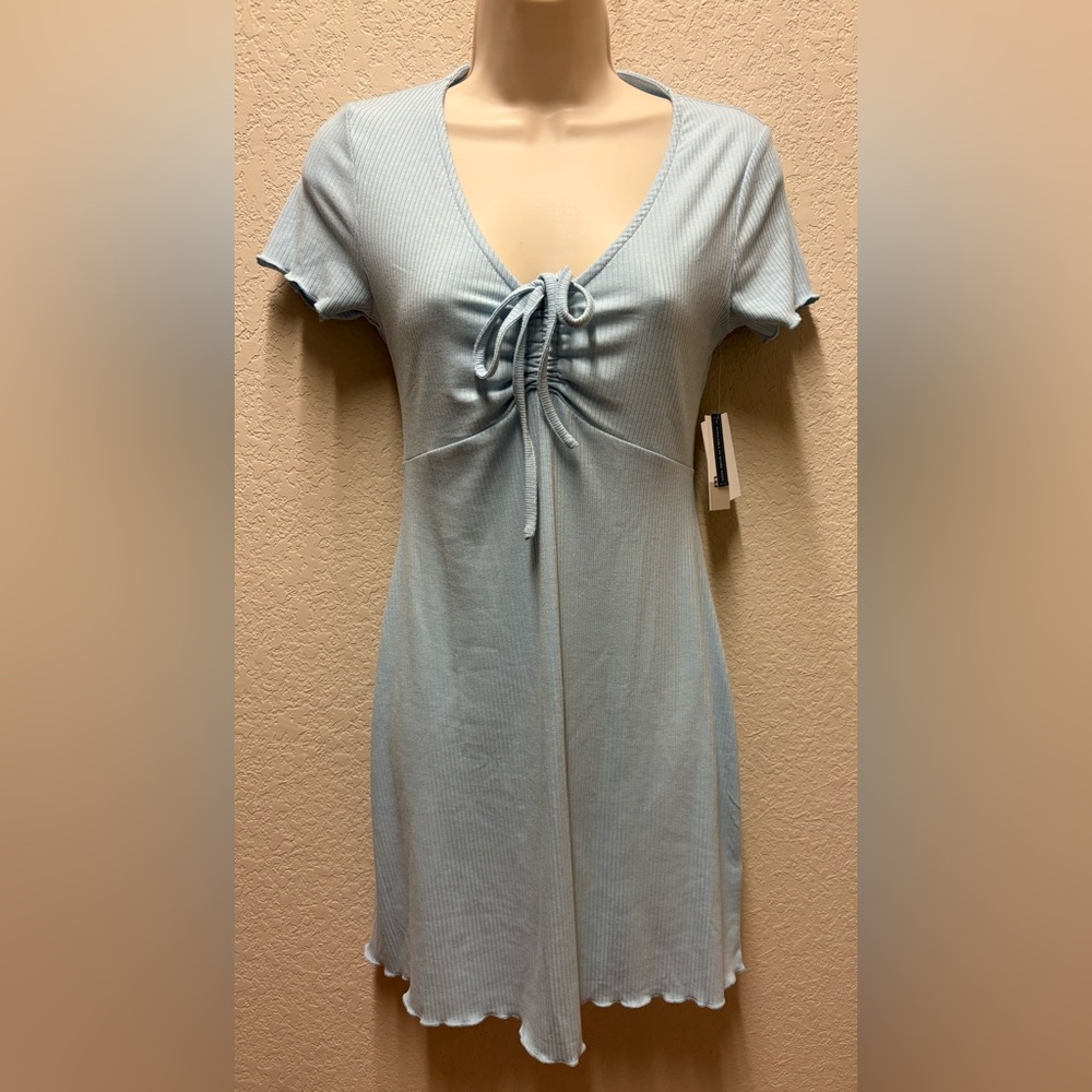 BP Light Blue Ribbed Dress with Tie-Front Sz S NWT